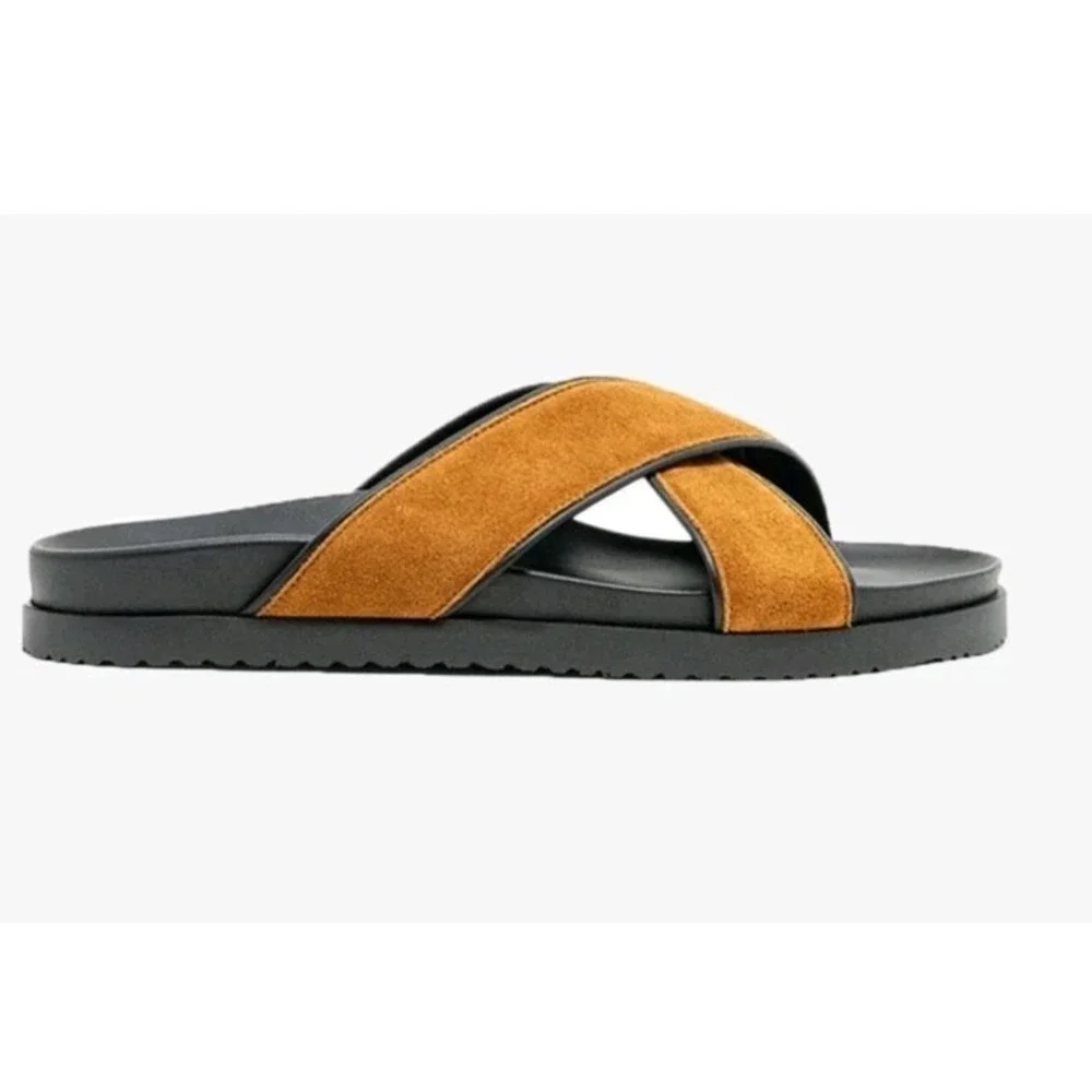 Italian Leather Mens Tan Del Toro Amalfi Crossover Sandal‎ NEW